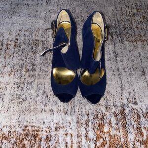 Nine West Navy Peep-Toe Heels